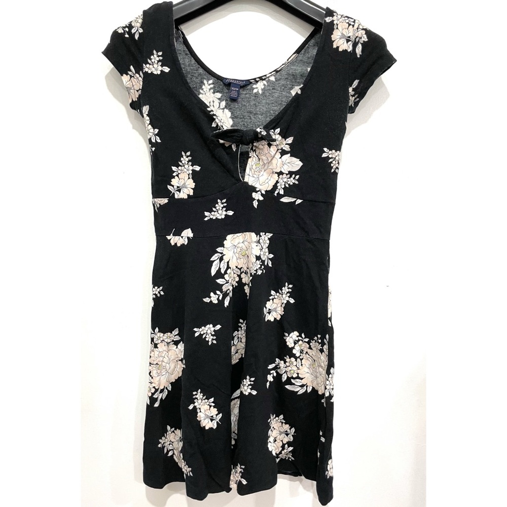 AEROPOSTALE Floral Black Cotton Mini Dress
